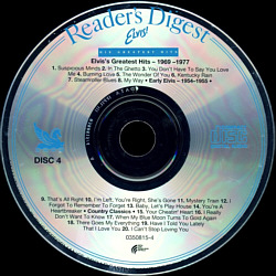 Elvis His Greatest Hits - Reader's Digest Australia 1996 - 0350815-1/2/3/4 - Elvis Presley CD