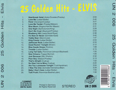 Elvis Presley Various CDs 25 Golden Hits - Elvis Presley Various CDs