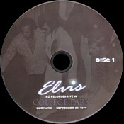 Elvis As Recorded Live In College Park - Elvis Presley Bootleg CD