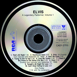 A Legendary Performer, Volume 1 - Canada 1993 - CAD1-2705 - Elvis Presley CD