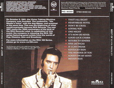 Best Of Elvis Presley - RCA 100 Years Of Music - BMG 07863 69384 2 - India 2001 - Elvis Presley CD