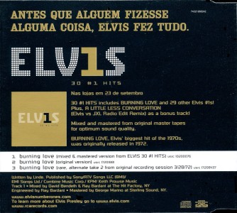 ELV1S - Burning Love (3 tracks) - Brazil 2002 - BMG 74321968242