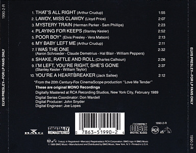 For LP Fans Only - BMG 1990-2-R - USA 1994 - Elvis Presley CD