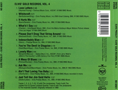 Elvis' Gold Records, Vol. 4 - Germany 1996 - BMG ND 83921 - Elvis Presley CD
