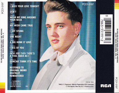 Elvis Gold Records, Vol. 2 - USA 1990 - BMG PCD1-5197-RE