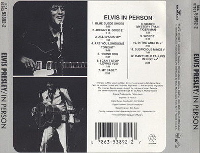 In Person - USA 1995- BMG 07863-53892-2 - Elvis Presley CD