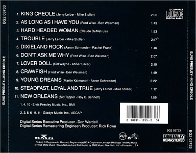 King Creole - USA 1996 - Columbia House Music CD Club - BMG BG2 3733