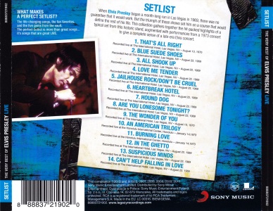 SETLIST The Very Best Of Elvis Presley Live - EU 2013 - Sony Music 88883721902