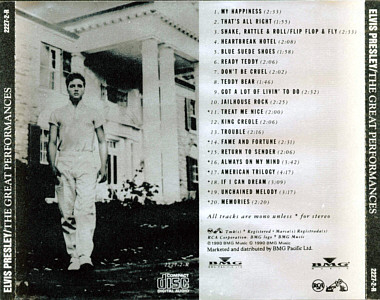The Great Performances - BMG 2227-2-R (74321436022) - Taiwan 2000 - Elvis Presley CD