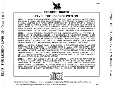 Elvis: The Legend Lives On - Canada 1991 - Reader’s Digest 3875