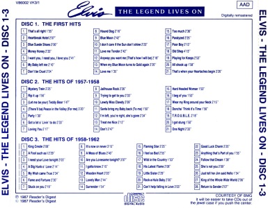 Elvis-The Legend Lives On - Germany 1990 - Reader’s Digest V 86002 VK3/1-5
