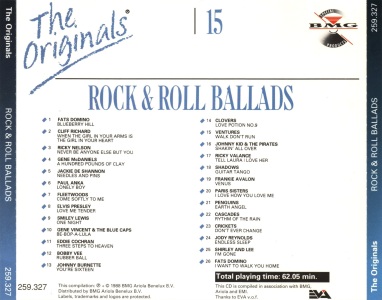 The Originals | 15 - Rock & Roll Ballads - Netherlands 1988 - BMG Special Products 259.327