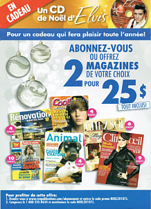 '7 jours' - Canadian magazine with a free Elvis Christmas CD - Canada 2010