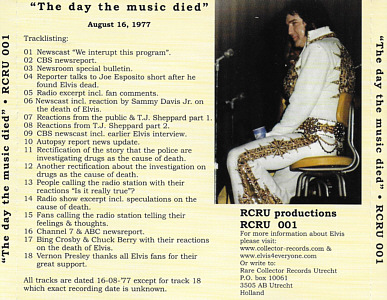 The Day The Music Died - August 16, 1977 (Elvis Corner) - Elvis Presley CD