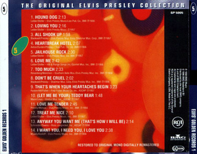 Elvis' Golden Records -  The Original Elvis Presley Collection Vol. 5 - EU 1996 - BMG SP 5005 - Elvis Presley CD