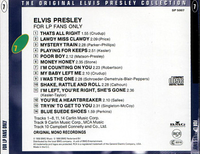 For LP Fans Only - The Original Elvis Presley Collection Vol. 7 - EU 1996 - BMG SP 5007 - Elvis Presley CD