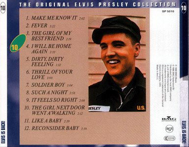 Elvis Is Back! - The Original Elvis Presley Collection Vol. 10 - EU 1996 - BMG SP 5010 - Elvis Presley CD