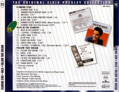 Double Features: Flaming Star / Follow That Dream / Wild In The Country -  The Original Elvis Presley Collection Vol. 11 - EU 1996 - BMG SP 5011 - Elvis Presley CD
