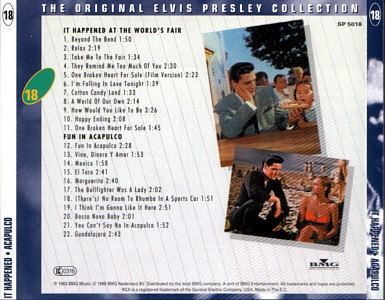 Double Features: It Happend At The World's Fair and Fun In Acapulco -  The Original Elvis Presley Collection Vol. 18 - EU 1996 - BMG SP 5018 - Elvis Presley CD