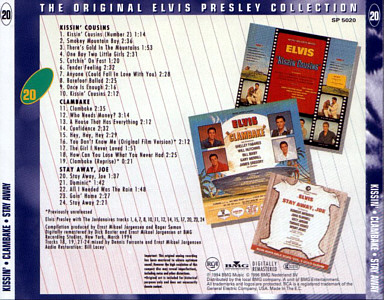 Kissin' Cousins / Clambake / Stay Away Joe -  The Original Elvis Presley Collection Vol. 20 - EU 1996 - BMG SP 5020 - Elvis Presley CD
