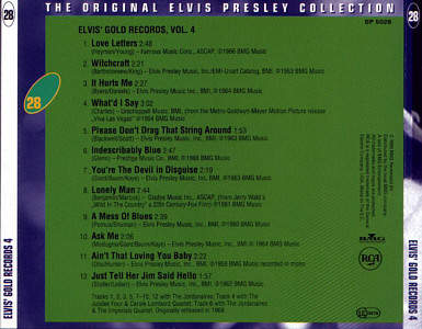 Elvis' Golden Records Volume 4 - The Original Elvis Presley Collection Vol. 28 - EU 1996 - BMG SP 5028 - Elvis Presley CD