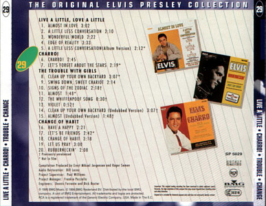  Double Features: Live A Little, Love A Little / Trouble with Girls / Charro / Change Of Habit -  The Original Elvis Presley Collection Vol. 29 - EU 1996 - BMG SP 5029 - Elvis Presley CD