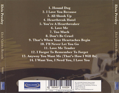 Elvis' Golden Records (Original Recording) - Hallmark Music - Elvis Presley CD