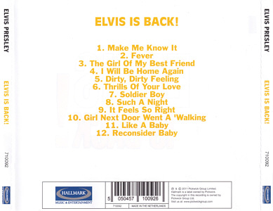 Elvis Is Back (Original Recording) - Hallmark Music - Elvis Presley CD