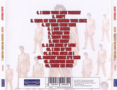 Elvis' Golden Records Volume 2 (Original Recording) - Hallmark Music - Elvis Presley CD
