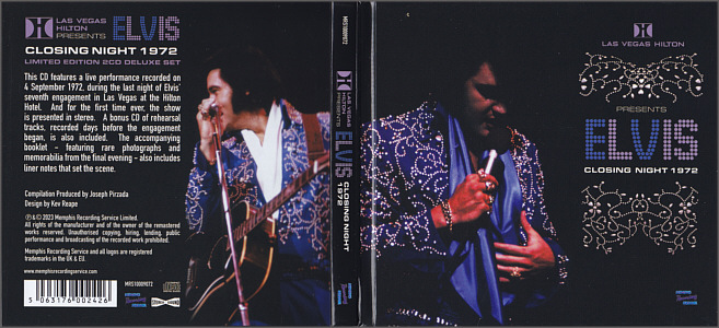 Closing Night 1972- Memphis Recording Service (MRS) - Elvis Presley CD