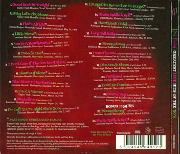 Greatest Live Hits Of The 50's - Memphis Recording Service (MRS) - Elvis Presley CD