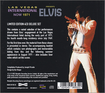 Las Vegas International Presents Elvis - Now 1971 - Memphis Recording Service (MRS) - Elvis Presley CD