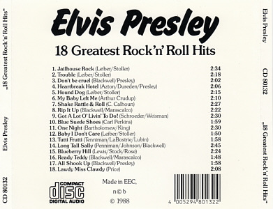 18 Greatest Rock 'n Roll Hits (Take Off 1988) - Elvis Presley Various CDs
