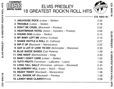 18 Greatest Rock 'n Roll Hits (WorldStarCollection CD 99018) - Elvis Presley Various CDs