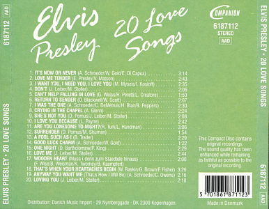 20 Love Songs - Elvis Presley Various CDs