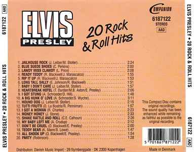 20 Rock & Roll Hits - Elvis Presley Various CDs