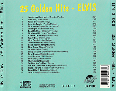 25 Golden Hits - Elvis Presley Various CDs