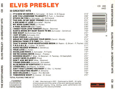 30 Greatest Hits - Elvis Presley Various CDs