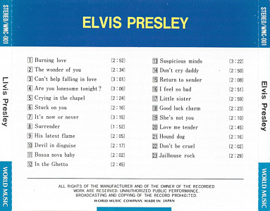 Best Collection Vol. 1  -  Old Pops (World Music Company WMC-001 - Elvis Presley Various CDs