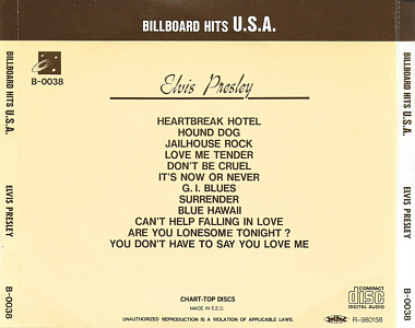 Billboard Hits U.S.A. (Chart-Top Discs ‎– B-0038) - Elvis Presley - Elvis Presley Various CDs