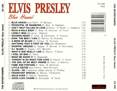 Blue Hawaii (The Entertainers) - Elvis Presley Various CDs