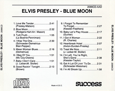 Blue Moon (Success 1989) - Elvis Presley Various CDs