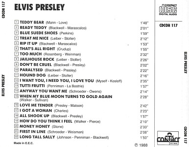 Elvis Presley Various CDs Elvis Presley “ELVIS LIVES”- 1988 - Contact CDCON 117 - Elvis Presley Various CDs