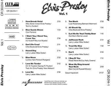 Elvis Presley Volume 1- 3 - 3 CD Box - Elvis Presley Various CDs