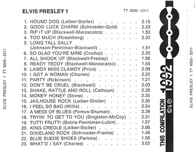 Elvis Presley - TT-9203-2311 GZ Czechoslovakia 1992 - Elvis Presley Various CDs