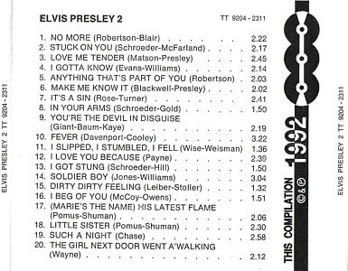Elvis Presley - TT-9204-2311 GZ Czechoslovakia 1992 - Elvis Presley Various CDs