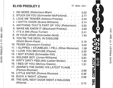 Elvis Presley Various CDs Elvis Presley - TT-9204-2311 GZ Czechoslovakia 1992 - Elvis Presley Various CDs
