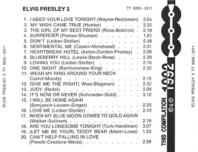 Elvis Presley Various CDs Elvis Presley - TT-9205-2311 GZ Czech - Elvis Presley Various CDs