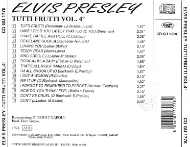 Elvis Presley Vol. 4 Tutti Frutti - Gulp 1993 - Elvis Presley Various CDs