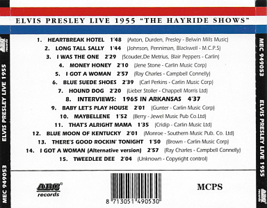Elvis Presley Live 1955 (ARC Records MEC 949053) - Elvis Presley Various CDs